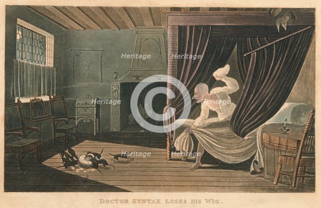 'Doctor Syntax Loses His Wig', 1820. Artist: Thomas Rowlandson.
