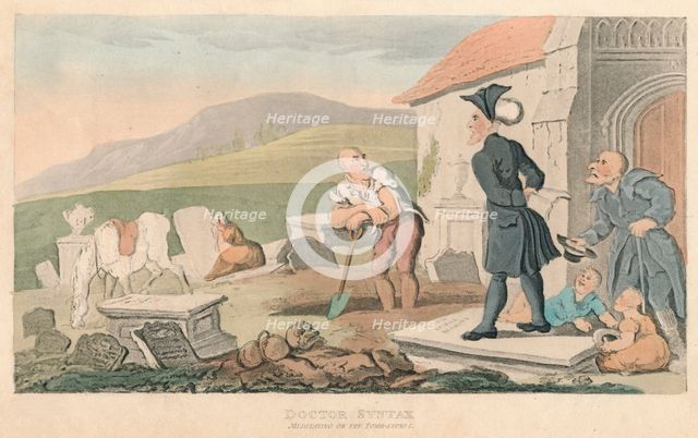 'Doctor Syntax Meditating on the Tombstones', 1820. Artist: Thomas Rowlandson.