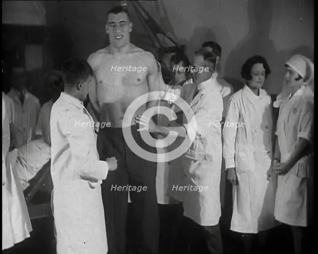 Doctors Checking the Physique of Primo Carnera, 1930s. Creator: British Pathe Ltd.