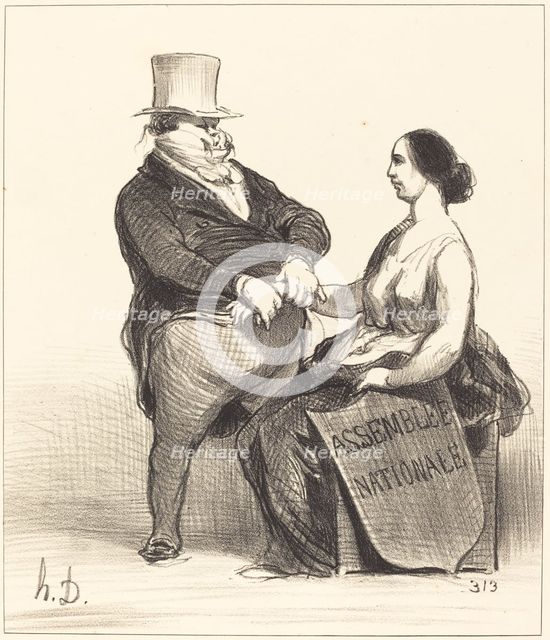 Docteur, je vous assure que je ne suis pas aussi malade que vous me le dites!, 1851. Creator: Honore Daumier.