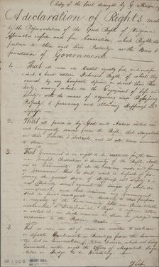 Document, 1776-06-12. Creator: Virginia Convention