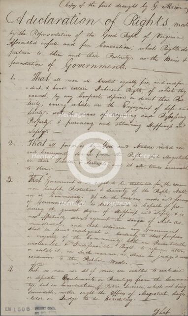 Document, 1776-06-12. Creator: Virginia Convention.