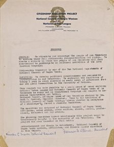 Document stating the purpose and objectives of the Citizenship Education Project, 1956-1957. Creator: Unknown