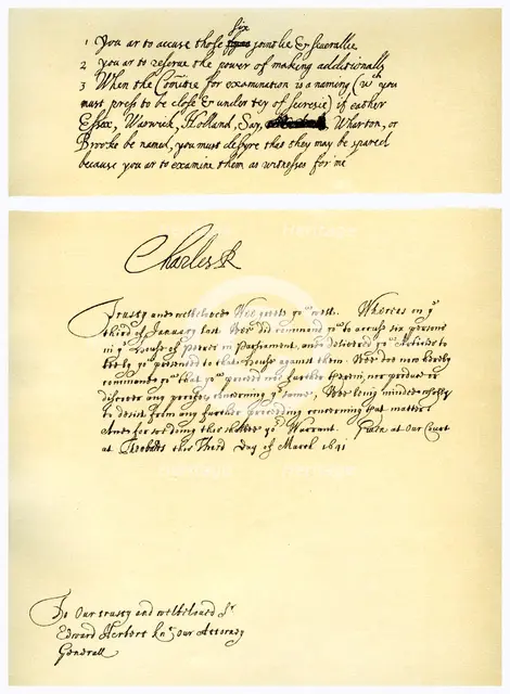 Documents signed by Charles I, c1641.Artist: King Charles I
