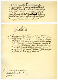 Documents signed by Charles I, c1641.Artist: King Charles I
