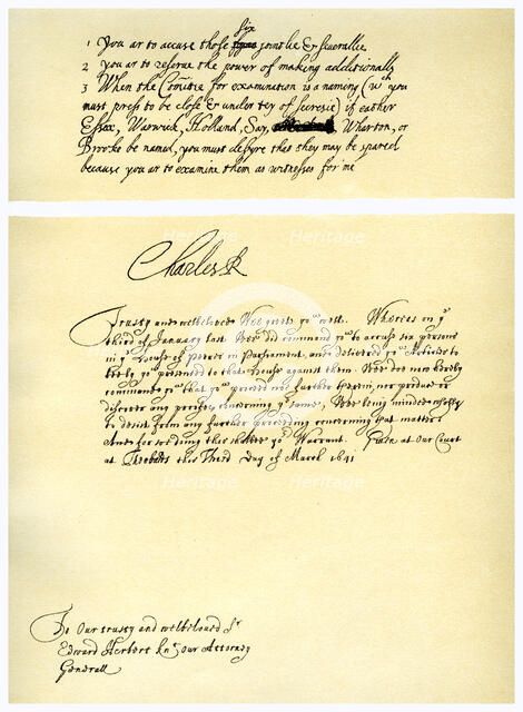 Documents signed by Charles I, c1641.Artist: King Charles I