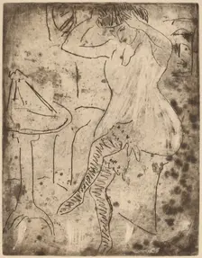 Dodo Arranging Her Hair, 1909. Creator: Ernst Kirchner