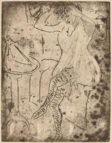 Dodo Arranging Her Hair, 1909. Creator: Ernst Kirchner