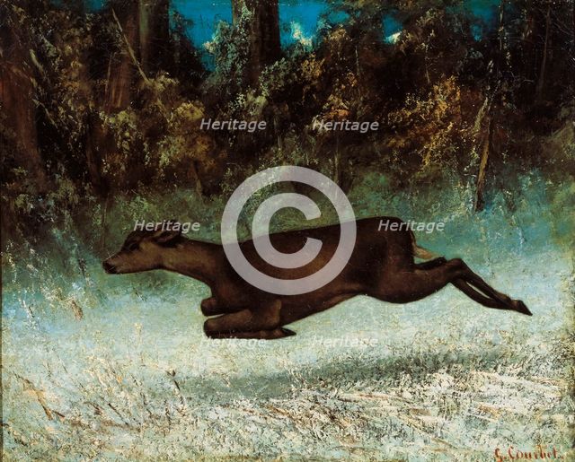 'Doe Leaping', 19th century.  Artist: Gustave Courbet