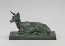 Doe Reclining, model 1840, cast by 1874. Creator: Antoine-Louis Barye