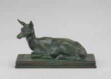 Doe Reclining, model 1840, cast by 1874. Creator: Antoine-Louis Barye