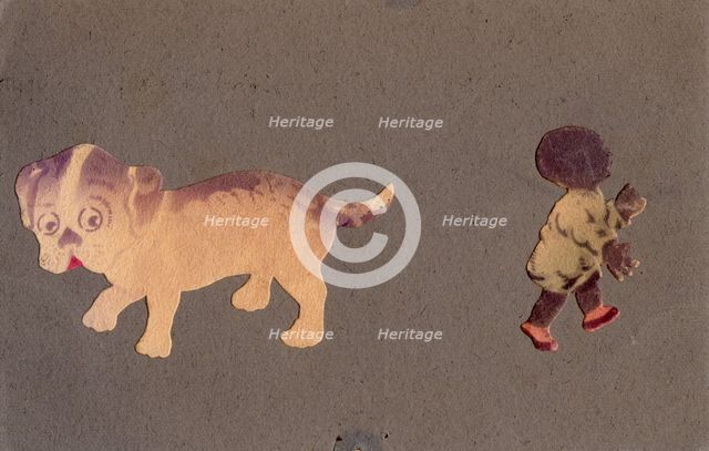 Dog and small boy, 1930s. Creator: Unknown.