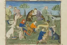Dog care. Miniature Livre de la chasse by Gaston III, comte de Foix, 15th century. Creator: Anonymous master