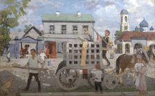 Dog catchers 1920s. Creator: Kustodiev, Boris Michaylovich (1878-1927)