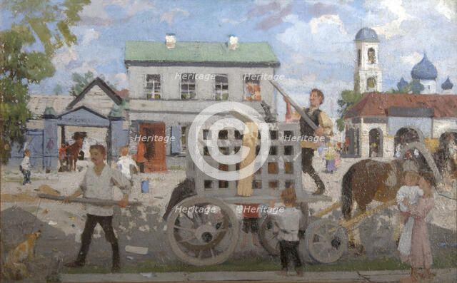 Dog catchers', 1920s. Creator: Kustodiev, Boris Michaylovich (1878-1927).