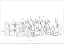 Dog dance of the Sioux, 1841.Artist: Myers and Co