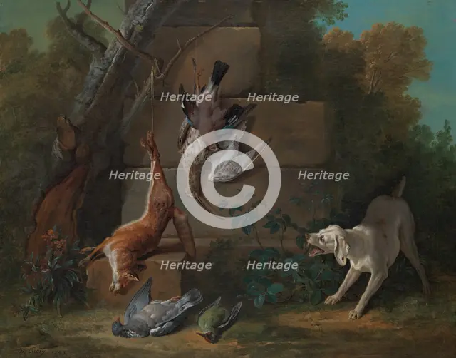 Dog Guarding Dead Game, 1753. Creator: Jean-Baptiste Oudry.