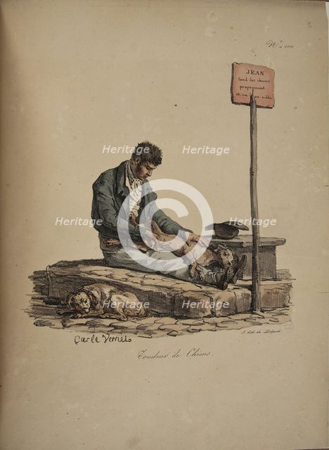 Dog groomer. From the Series "Cris de Paris" (The Cries of Paris), 1815. Creator: Vernet, Carle (1758-1836).