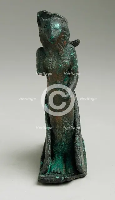 Dog Headed Bird Figurine Protecting a Female Lioness Deity, Late Period-Ptolemaic Period... Creator: Unknown.