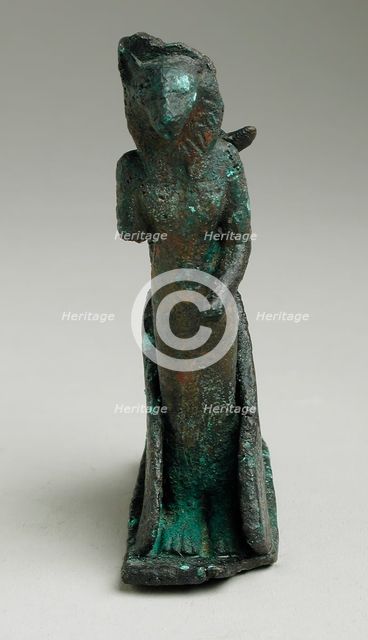 Dog Headed Bird Figurine Protecting a Female Lioness Deity, Late Period-Ptolemaic Period... Creator: Unknown.