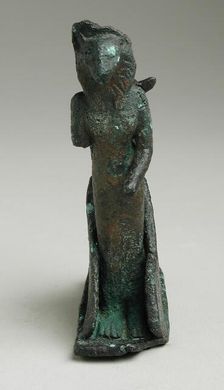 Dog Headed Bird Figurine Protecting a Female Lioness Deity, Late Period-Ptolemaic Period... Creator: Unknown