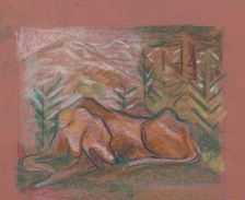 Dog in the forest, around 1937. Creator: Arnold Peter Weisz-Kubincan