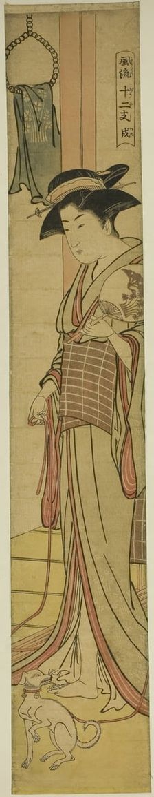 Dog (Inu), from the series "Fashionable Twelve Signs of the Zodiac (Furyu juni shi)", c. 1782. Creator: Torii Kiyonaga