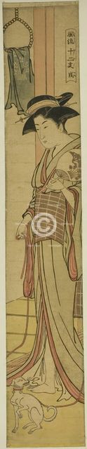 Dog (Inu), from the series "Fashionable Twelve Signs of the Zodiac (Furyu juni shi)", c. 1782. Creator: Torii Kiyonaga.