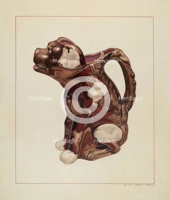 Dog Pitcher, c. 1938. Creator: Ernest A Towers Jr.