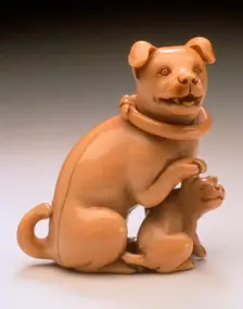 Dog with Loose Collar and Puppy, early 19th century. Creator: Unknown