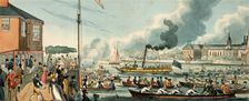 Doggett's Coat and Badge rowing race, London, c1820. Creator: William Heath