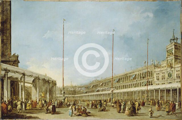 Doge Alvise IV Mocenigo in the Corpus Christi Procession in Piazza San Marco, ca 1775. Creator: Guardi, Francesco (1712-1793).