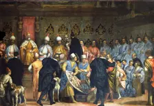 Doge Marino Grimani receives the gifts of the Persian Ambassadors, 1598-1602. Creator: Gabriele Caliari