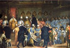 Doge Marino Grimani receives the gifts of the Persian Ambassadors, 1598-1602. Creator: Gabriele Caliari