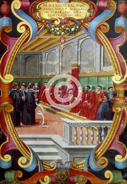 Doge of Venice and his counsel, late 16th century. Artist: Unknown