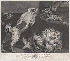 Dogs and Still Life, 1778. Creators: Pierre-Charles Canot, Joseph Farington