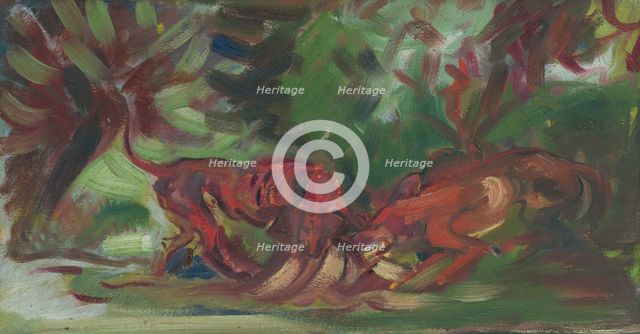 Dogs Fighting, 1940-1944. Creator: Arnold Peter Weisz-Kubincan.