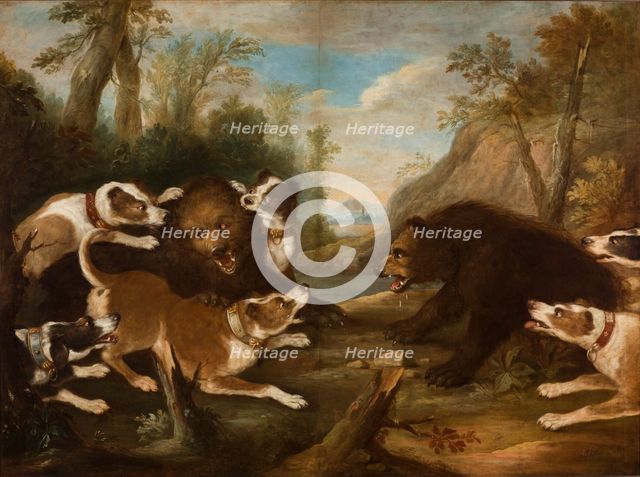 Dogs Fighting with Bears, 1st quarter of 18th century. Creator: Joseph Anton Harzath.