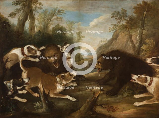 Dogs Fighting with Bears, 1st quarter of 18th century. Creator: Joseph Anton Harzath.