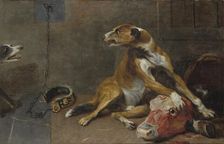 Dogs Fighting over a Flayed Ox's Head, early-mid 17th century. Creator: Workshop of Frans Snyders