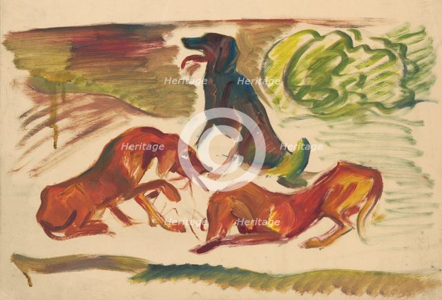 Dogs in the country, 1935-1944. Creator: Arnold Peter Weisz-Kubincan.