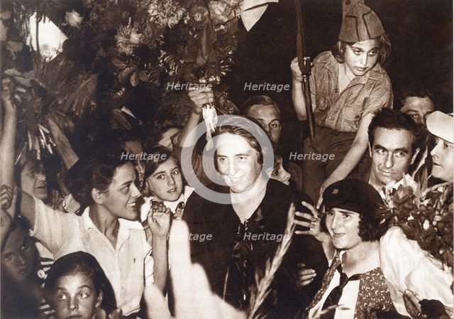 Dolores Ibarruri 'The Pasionaria', Spanish Communist deputy, after his acclaimed speech at the Pa…
