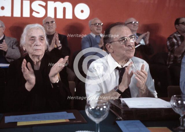 Dolores Ibarruri Gomez 'The Passiflora' (1895-1989) and Santiago Carrillo Solares (1915 -), Spani…