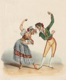 Dolores Serral and Mariano Camprubí dances the Bolero, c1840
