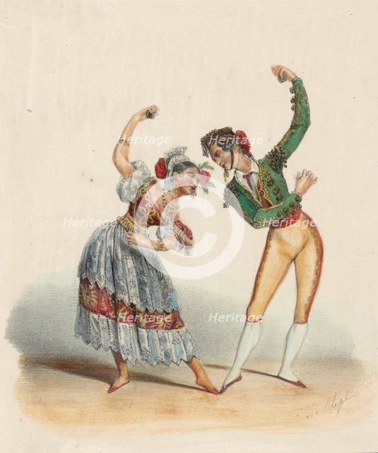 Dolores Serral and Mariano Camprubí dances the Bolero, c1840.