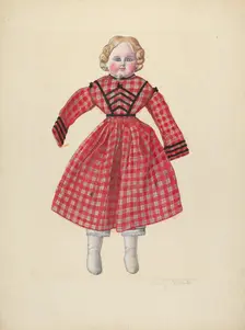 Doll with Bisque Head, c. 1936. Creator: Beverly Chichester