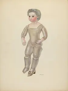 Doll with Bisque Head, c. 1937. Creator: Dorothy Harris
