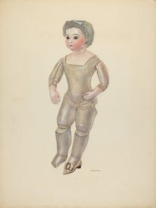 Doll with Bisque Head, c. 1937. Creator: Dorothy Harris