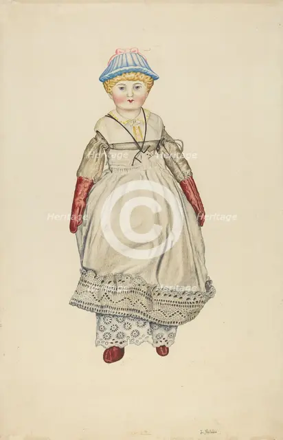 Doll with China Head, c. 1940. Creator: Lelah Nelson.
