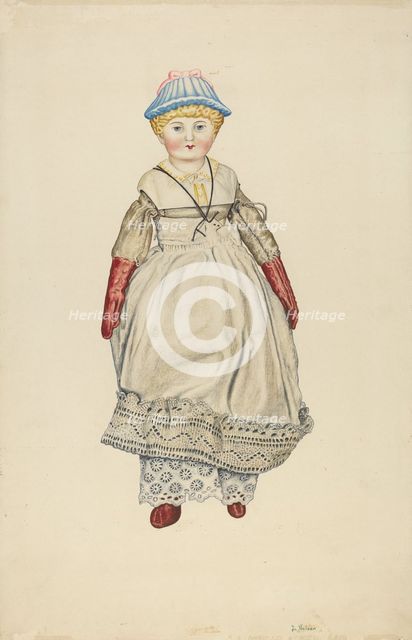 Doll with China Head, c. 1940. Creator: Lelah Nelson.